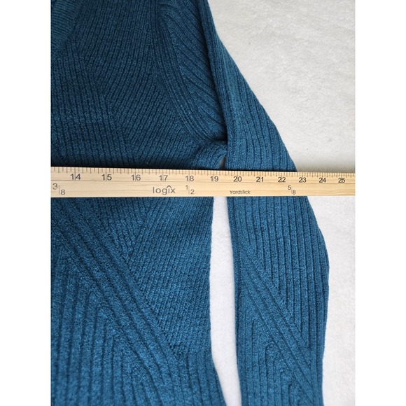 CABI Deco Button Front Cardigan V-Neck Teal Green  Blue L Layer Preppy - Picture 5 of 9